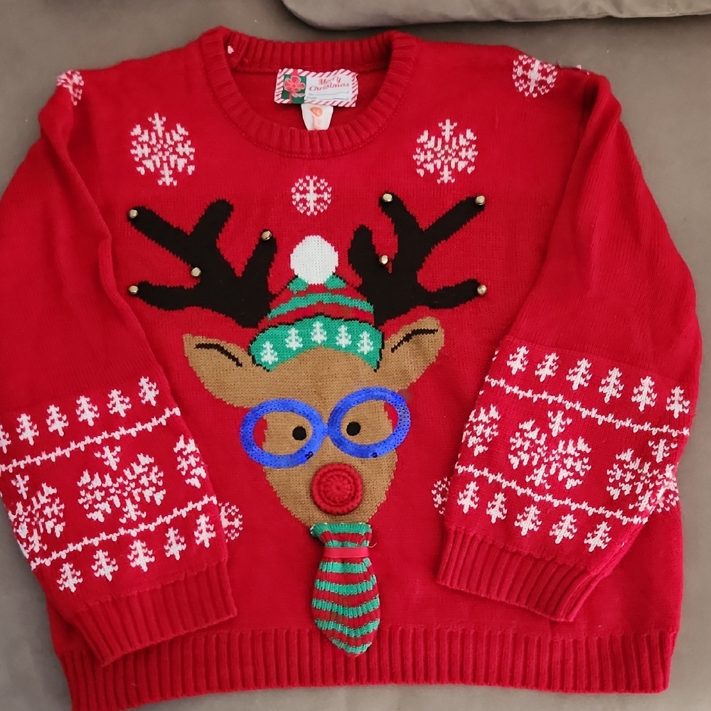 Festive Red Reindeer Sweater